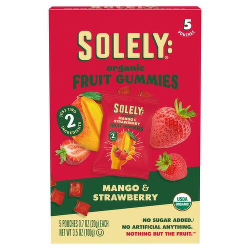 Solely: Organic Mango & Strawberry Fruit Gummies, 0.7 oz, 5 count