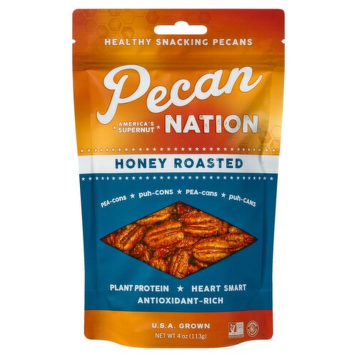 Pecan Nation Honey Roasted Healthy Snacking Pecans, 4 oz
