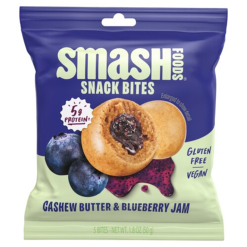 Smash Foods Cashew Butter & Blueberry Jam Snack Bites, 5 count, 1.8 oz