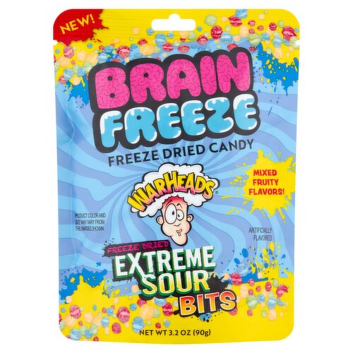 Brain Freeze Warheads Freeze Dried Extreme Sour Bits Candy, 3.2 oz