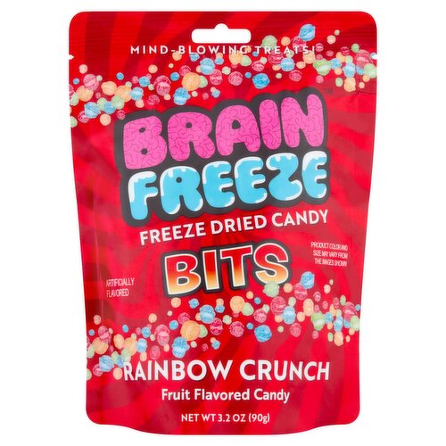 Brain Freeze Bits Rainbow Crunch Fruit Flavored Freeze Dried Candy, 3.2 oz