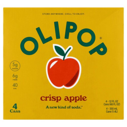 Olipop Crisp Apple Soda, 12 fl oz, 4 count