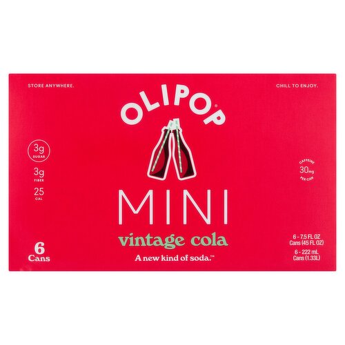 Olipop Mini Vintage Cola Soda, 7.5 fl oz, 6 count