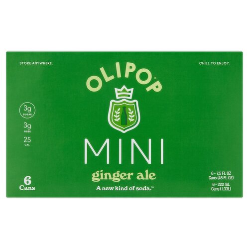 Olipop Mini Ginger Ale Soda, 7.5 fl oz, 6 count