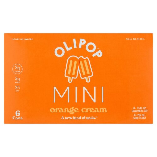 Olipop Mini Orange Cream Soda, 7.5 fl oz, 6 count