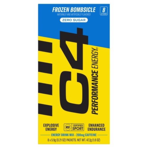 C4 Performance Energy Zero Sugar Frozen Bombsicle Energy Drink Mix, 0.21 oz, 8 count