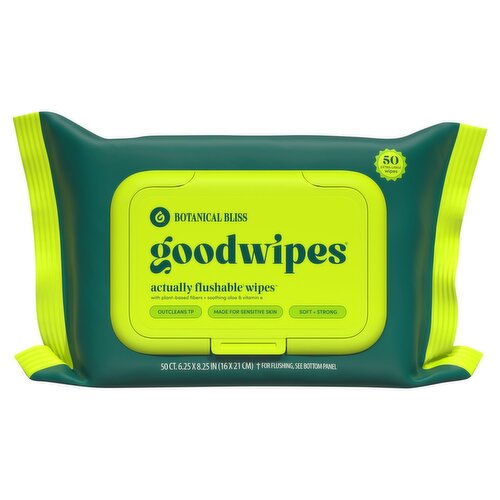 goodwipes XL Botanical Bliss Flushable Wipes, 1 Pack, 50 Total Wipes