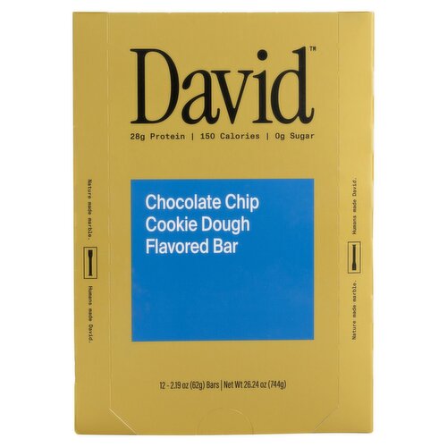 David Chocolate Chip Cookie Dough Flavored Bar, 2.19 oz, 12 count