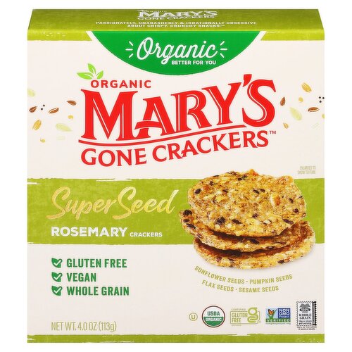 Mary's Gone Crackers Organic Super Seed Rosemary Crackers, 4.0 oz