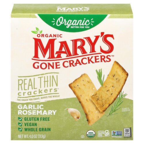 Mary's Gone Crackers Organic Garlic Rosemary Real Thin Crackers, 4 oz