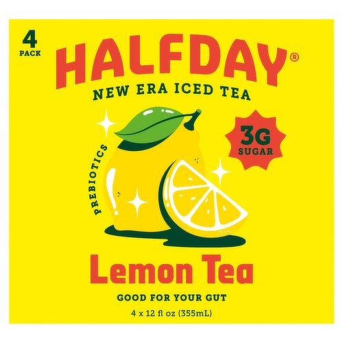 Halfday Prebiotics Lemon Tea, 4 count, 12 fl oz