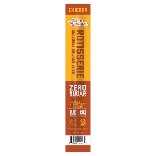 New Primal Rotisserie Seasoned Chicken Stick, 10g Protein, All Natural, 1 oz