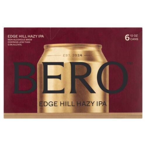 Bero Edge Hill Hazy IPA Non-Alcoholic Brew, 12 oz, 6 count