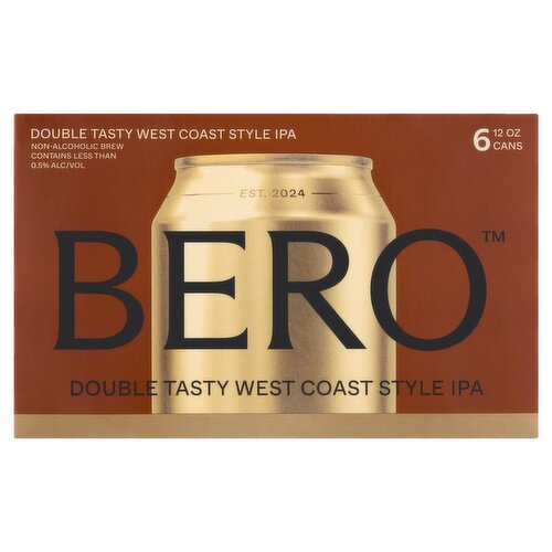 Bero Double Tasty West Coast Style IPA Non-Alcoholic Brew, 12 oz, 6 count