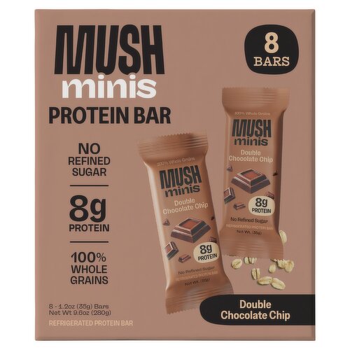Mush Minis Double Chocolate Chip Refrigerated Protein Bar, 1.2 oz, 8 count