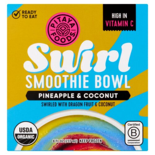 Pitaya Foods Swirl Pineapple & Coconut Smoothie Bowl, 8 fl oz