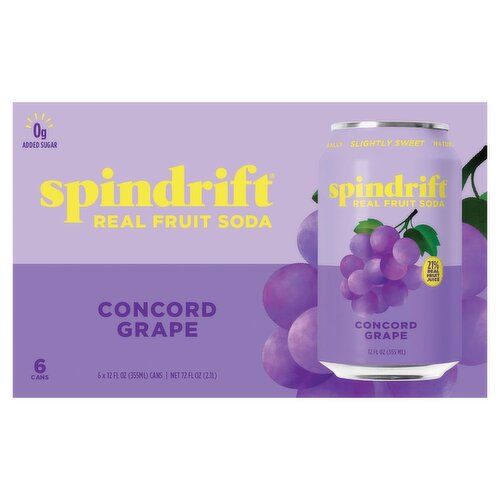 Spindrift Concord Grape Real Squeezed Fruit Soda, 12 fl oz, 6 count