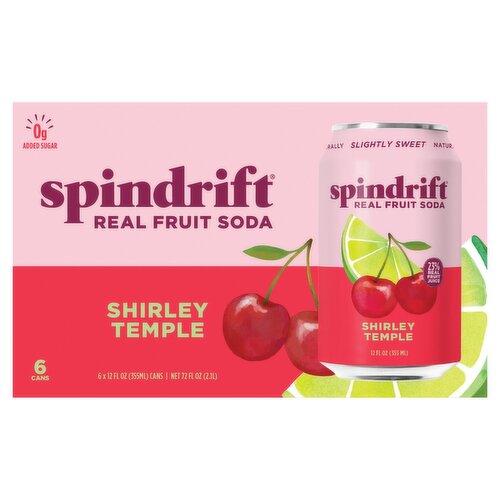 Spindrift Shirley Temple Real Squeezed Fruit Soda, 12 fl oz, 6 count
