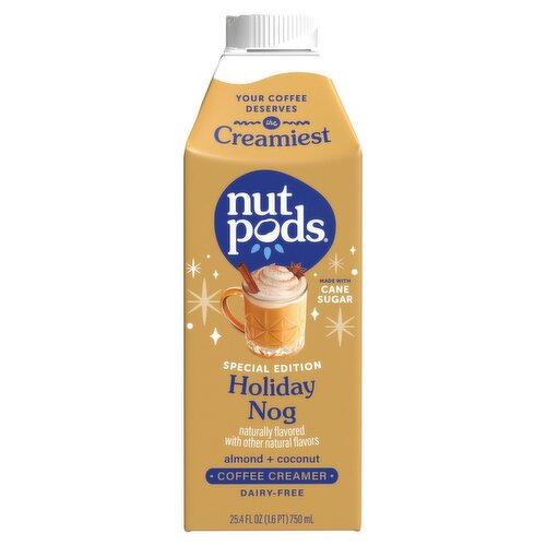 nutpods Holiday Nog Almond + Coconut Dairy-Free Coffee Creamer Special Edition, 25.4 fl oz