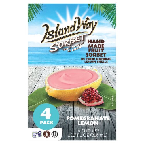 Island Way Pomegranate Lemon Sorbet, 4 count, 10.7 fl oz