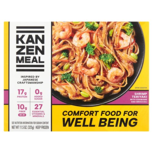 Kanzen Meal Shrimp Teriyaki with Edamame and Broccoli, 11.5 oz