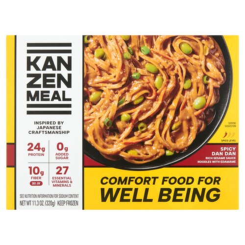 Kanzen Meal Spicy Dan Dan Rich Sesame Sauce Noodles with Edamame, 11.3 oz