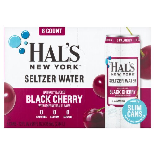 Hal's New York Black Cherry Seltzer Water, 12 fl oz, 8 count