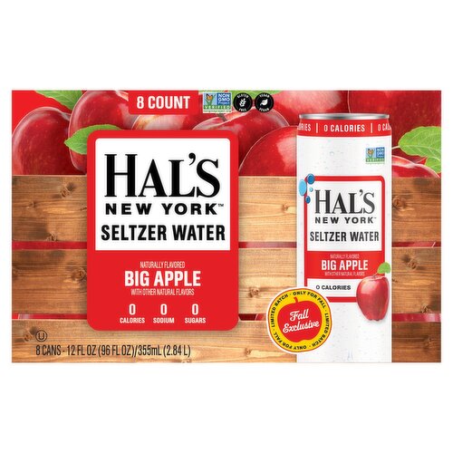 Hal's New York Big Apple Seltzer Water Limited Batch, 12 fl oz, 8 count