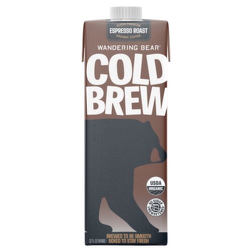 Wandering Bear Cold Brew Super Premium Espresso Roast Organic Unsweetened Coffee, 32 fl oz