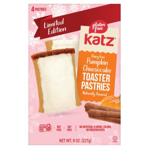Katz Dairy Free Pumpkin Cheesecake Toaster Pastries Limited Edition, 4 count, 8 oz