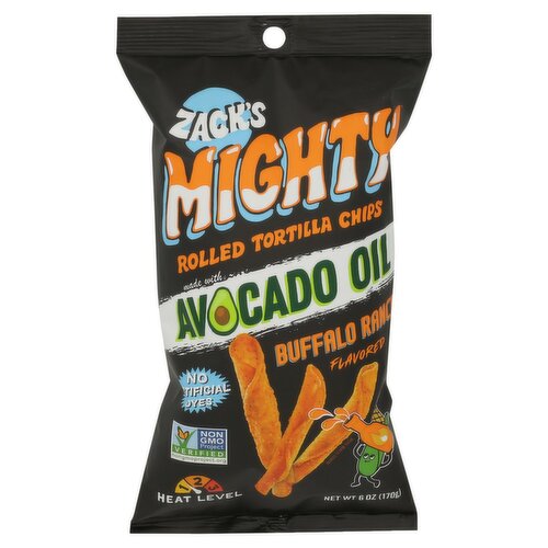 Zack's Mighty Buffalo Ranch Flavored Avocado Oil Rolled Tortilla Chips, 6 oz