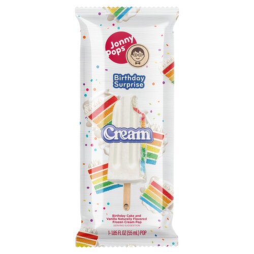 JonnyPops Birthday Surprise Frozen Cream Pop, 1 count, 1.85 fl oz