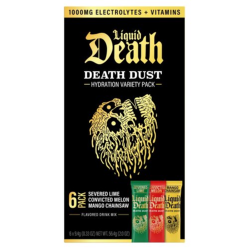 Liquid Death Death Dust Flavored Drink Mix Hydration Variety Pack, 0.33 oz, 6 count