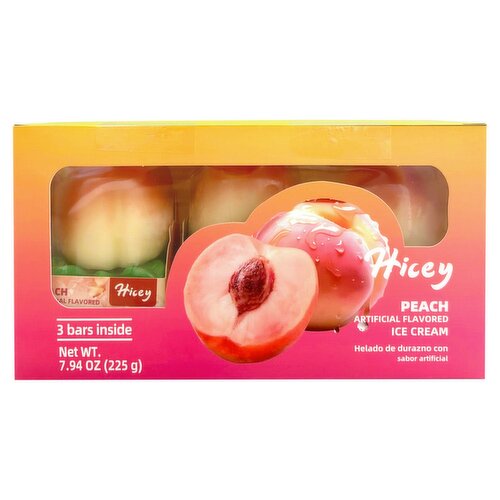 Hicey Peach Ice Cream, 3 count, 7.94 oz