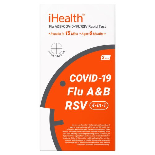Ihealth 4-in-1 Flu A&B/COVID-19/RSV Rapid Test, 2 Count