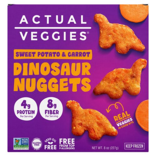 Actual Veggies Sweet Potato & Carrot Dinosaur Nuggets, 8 oz
