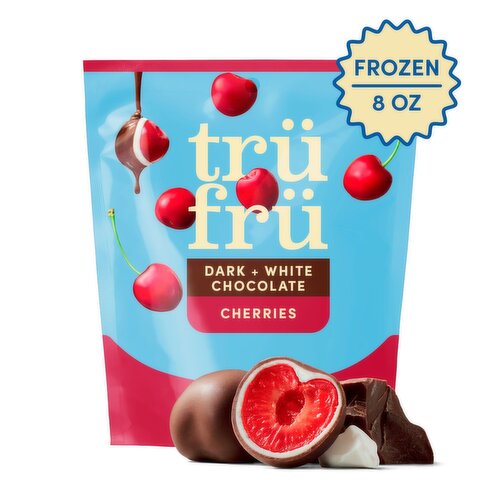 Trü Frü Dark + White Chocolate Frozen Fresh Cherries, 8 oz