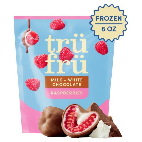 Trü Frü Milk + White Chocolate Frozen Fresh Raspberries, 8 oz