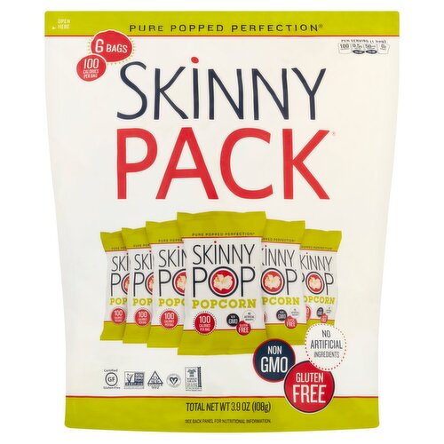 Skinny Pop Skinny Pack Popcorn, 6 count, 3.9 oz