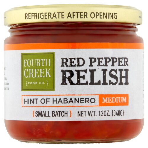 Fourth Creek Food Co. Hint of Habanero Medium Red Pepper Relish, 12 oz