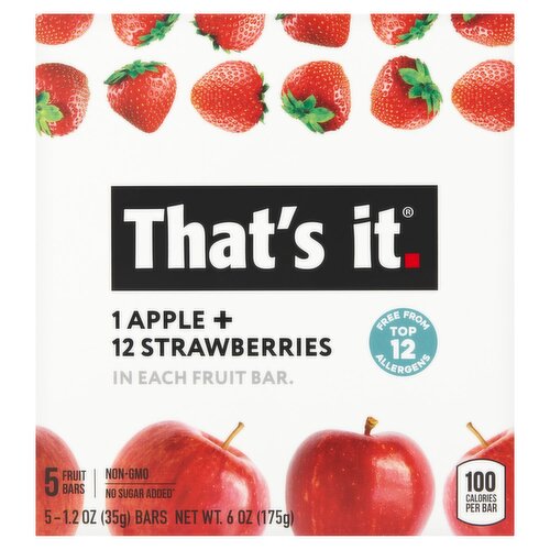 That's It Apple + Strawberries Fruit Bars, 1.2 oz, 5 count