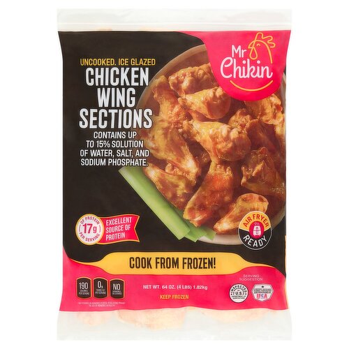 Mr Chikin Uncooked Ice Glazed Chicken Wing Sections, 64 oz