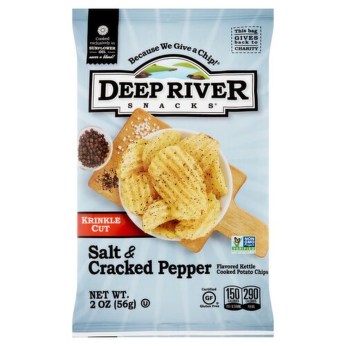 Deep River Snacks Krinkle Cut Salt & Cracked Pepper Flavored Kettle Cooked Potato Chips, 2 oz