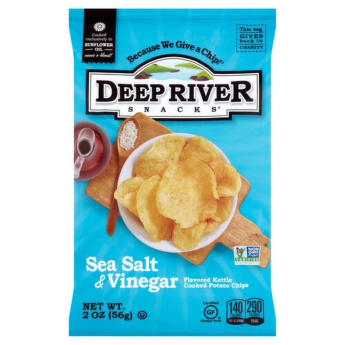 Deep River Snacks Sea Salt & Vinegar Flavored Kettle Cooked Potato Chips, 2 oz