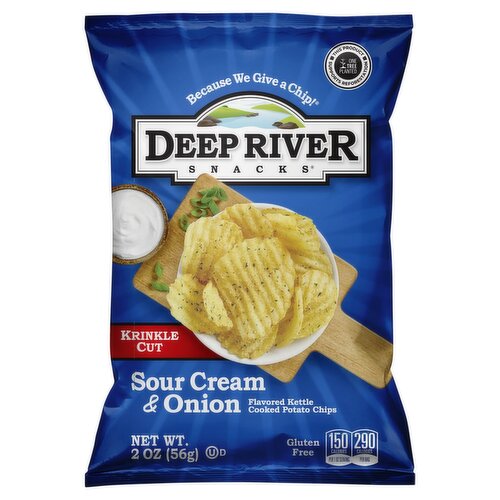 Deep River Snacks Krinkle Cut Sour Cream & Onion Flavored Kettle Cooked Potato Chips, 2 oz