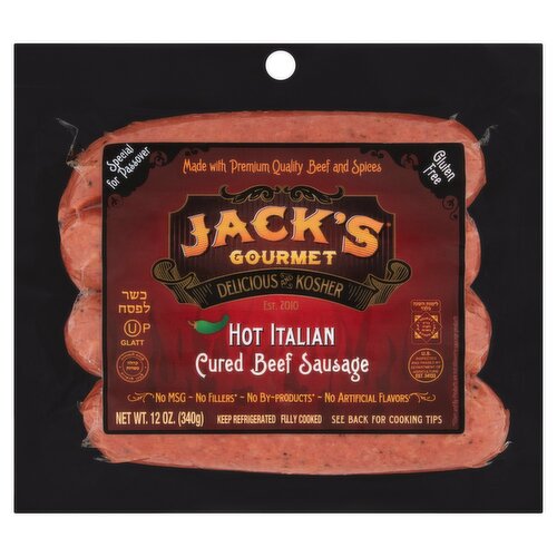 Jack's Gourmet Hot Italian Cured Beef Sausage, 12 oz