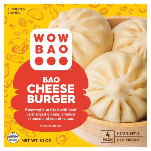 Wow Bao Cheeseburger Bao, 4 count, 10 oz