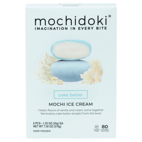 Mochidoki Cake Batter Mochi Ice Cream, 1.25 oz, 6 count