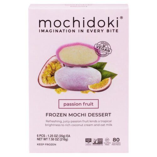 Mochidoki Passion Fruit Frozen Mochi Dessert, 1.25 oz, 6 count