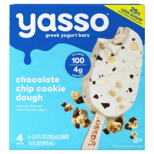 Yasso Chocolate Chip Cookie Dough Greek Yogurt Bars 3.5 fl oz 4 count Fairway